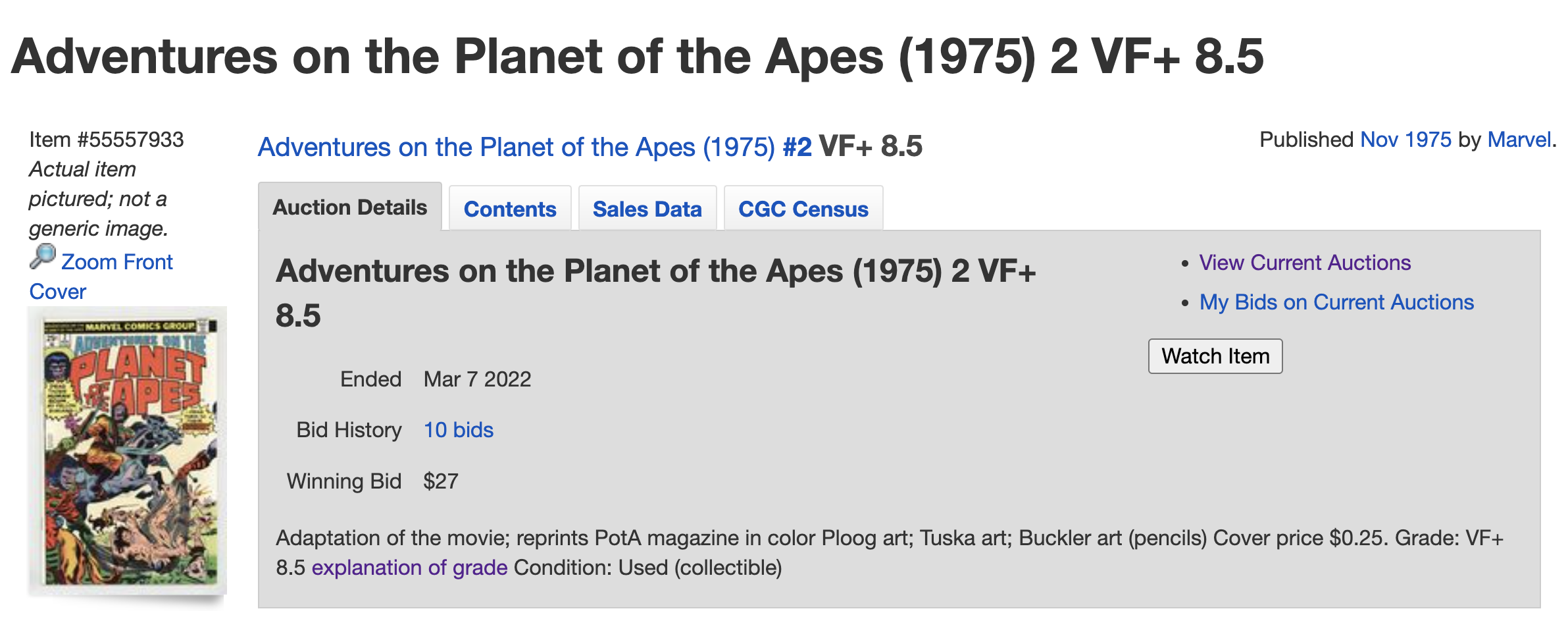 Adv Planet of the Apes #2 MCS