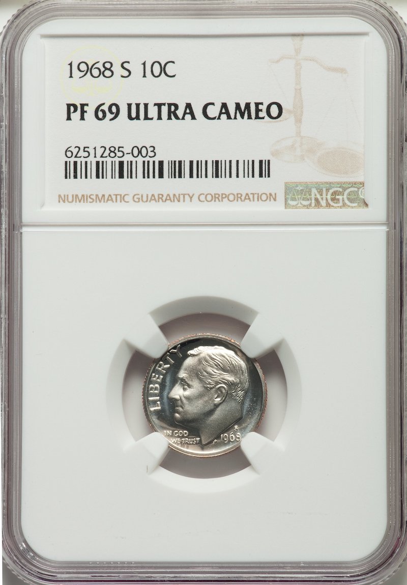 1968-S Roosevelt Dime NGC PR-69 Ultra Cameo, $540.00