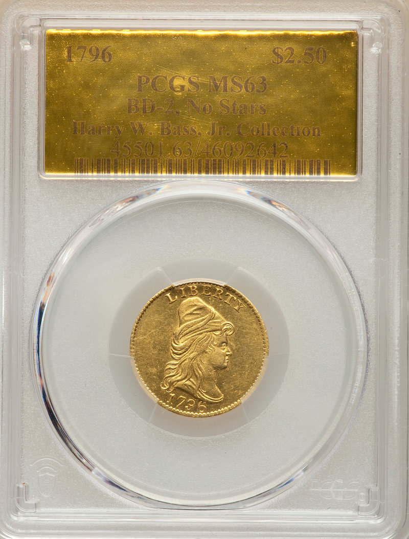 1796 $2 1/2 No Stars on Obverse, BD-2, R.4, PCGS MS-63, $990,000.00