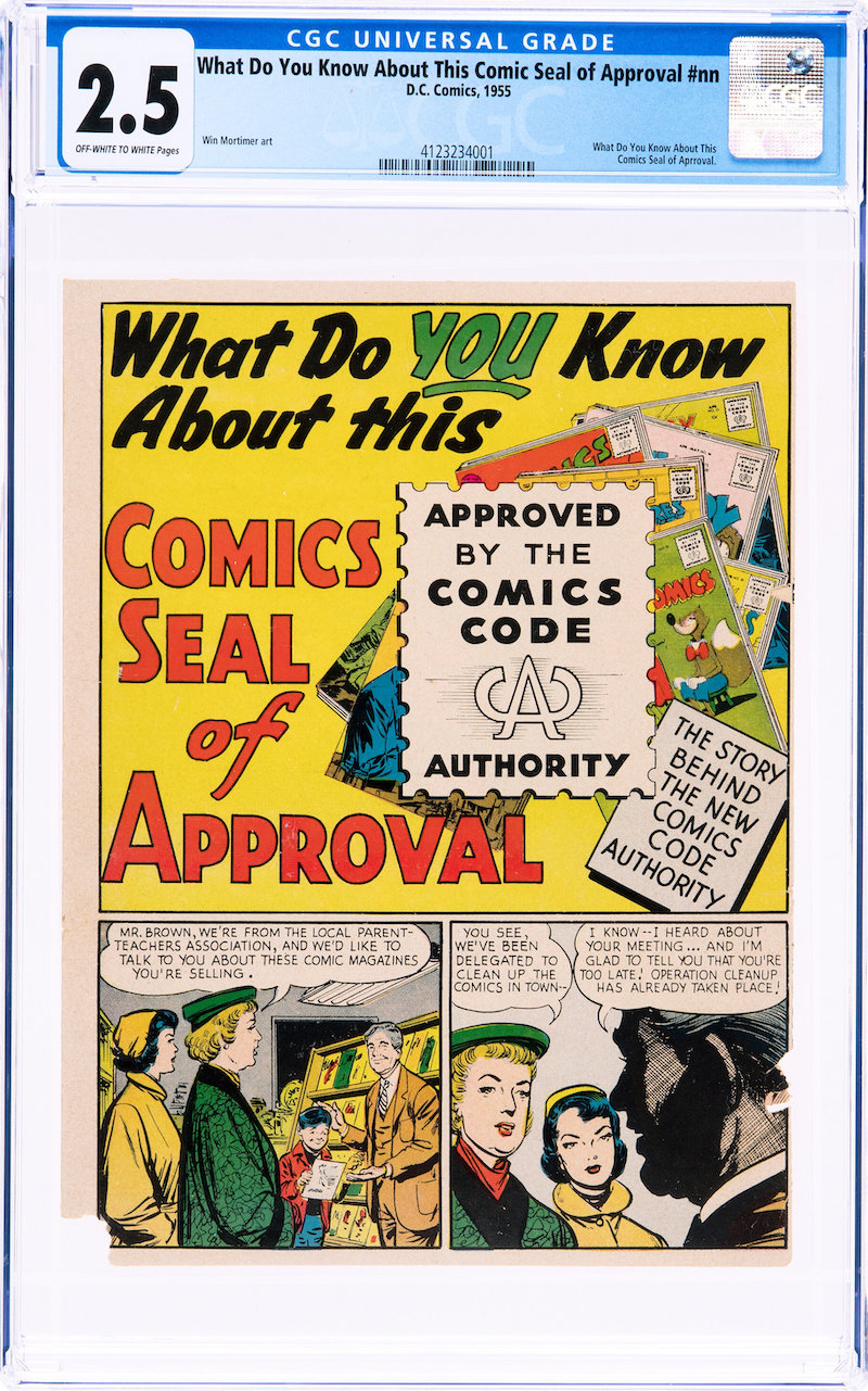 What Do You Know About This Comics Seal of Approval? #nn (DC, 1955) CGC GD+ 2.5, $3,600.00