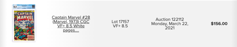 Captain Marvel #28 (Marvel, 1973) CGC VF+ 8.5, $156.00