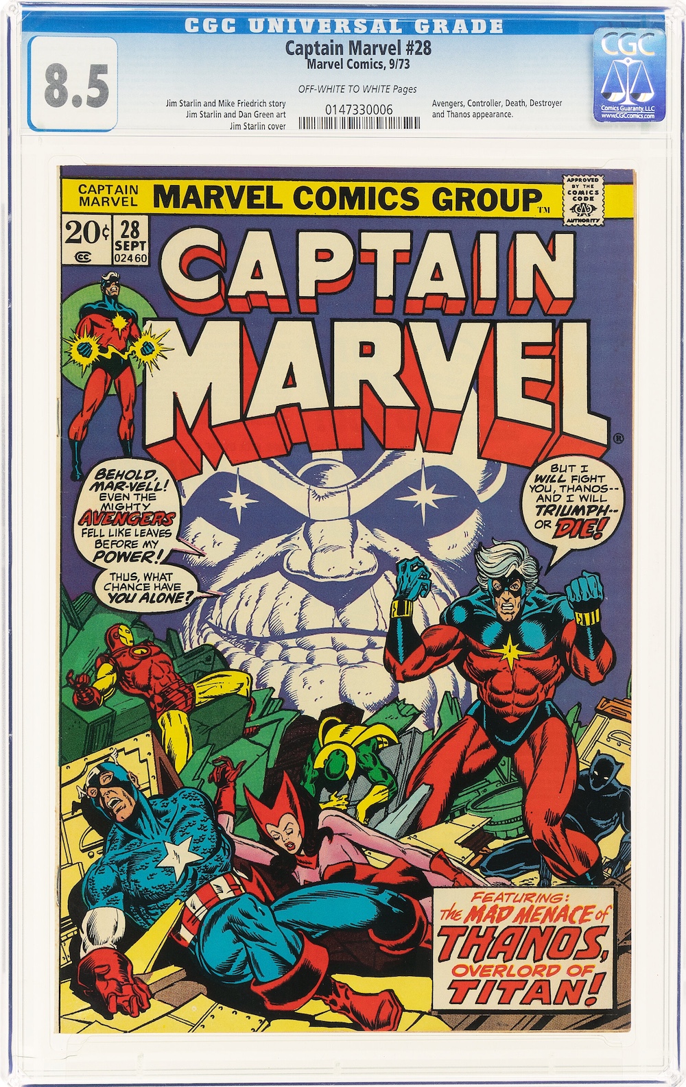 Captain Marvel #28 (Marvel, 1973) CGC VF+ 8.5, $44.00