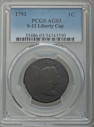 Large One-Cent Pieces, Liberty Cap 1793 S-12