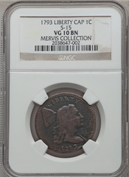 Large One-Cent Pieces, Liberty Cap 1793 S-15
