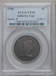 Large One-Cent Pieces, Liberty Cap 1793 S-13
