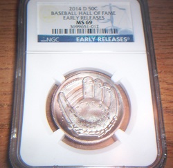 Commemoratives, Modern, Clad, Half Dollar 2014D Baseball Hall of Fame First Strike Obverse (1986 - ) Coin Value