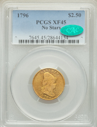 Quarter Eagles ($2.50 Gold Pieces), Liberty Cap 1796 No stars BD-1 Obverse (1796 - 1807) Coin Value