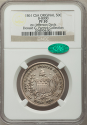 Half Dollars, Confederate States of America 1861 Proof CSA Original Reverse (1861 - 1861) Coin Value