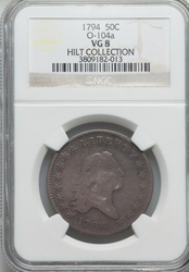Half Dollars, Flowing Hair 1794 Overton 104a