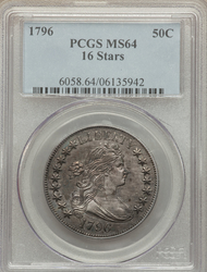 Half Dollars, Draped Bust 1796 16 stars Overton 102