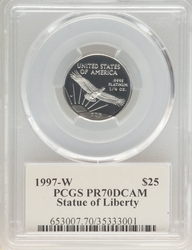American Platinum Quarter-Ounce Eagles 1997W Proof, Deep Cameo, Thomas Cleveland Art Deco Reverse (1997 - ) Coin Value