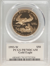 American Gold One Ounce Eagles 1993W Proof, Deep Cameo, Thomas Cleveland Art Deco Reverse (1986 - ) Coin Value
