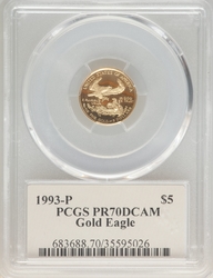 American Gold Tenth-Ounce Eagles 1993P Proof, Deep Cameo, Thomas Cleveland Art Deco Reverse (1986 - ) Coin Value