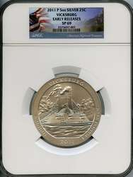 American Silver Five Ounce Quarter Dollars 2011 Vicksburg Reverse (2010 - ) Coin Value