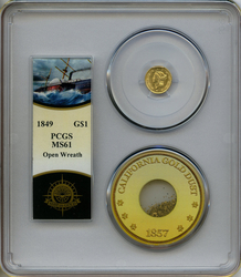 Gold Dollars, Liberty Head 1849 SSCA, Open wreath, close stars D-4 Obverse (1849 - 1854) Coin Value