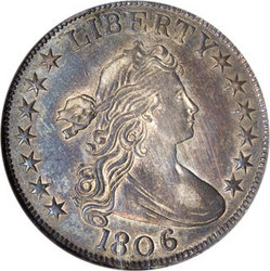 Half Dollars, Draped Bust 1806 Knobbed 6, stem not through claw Overton 108