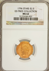 Quarter Eagles ($2.50 Gold Pieces), Liberty Cap 1796 Stars BD-3
