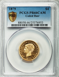 Stellas ($4.00 Gold Pieces) 1879 Proof Coiled hair Obverse (1879 - 1880) Coin Value