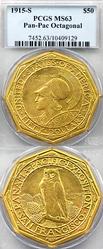 Commemoratives, Gold, $50 1915S Panama-Pacific Octagonal Obverse (1915 - 1915) Coin Value