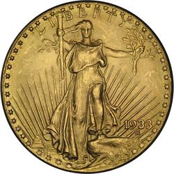 Double Eagles ($20.00 Gold Pieces), Saint-Gaudens 1933 Obverse (1907 - 1932) Coin Value