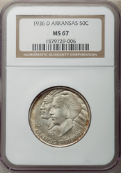 Commemoratives, Silver, Half Dollar 1936D Arkansas Obverse (1892 - 1954) Coin Value