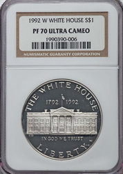 Commemoratives, Modern, Silver, Dollar 1992W White House Proof Deep Cameo Obverse (1983 - ) Coin Value